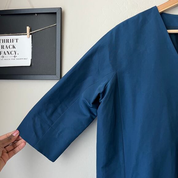 Ann Mashburn Navy Blue V-Neck 3/4‎ Sleeve Shift Mini Dress Women’s Size Medium - Picture 6 of 12